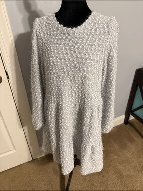 Blu Pepper Ivory Textured Long Sleeve Dress
